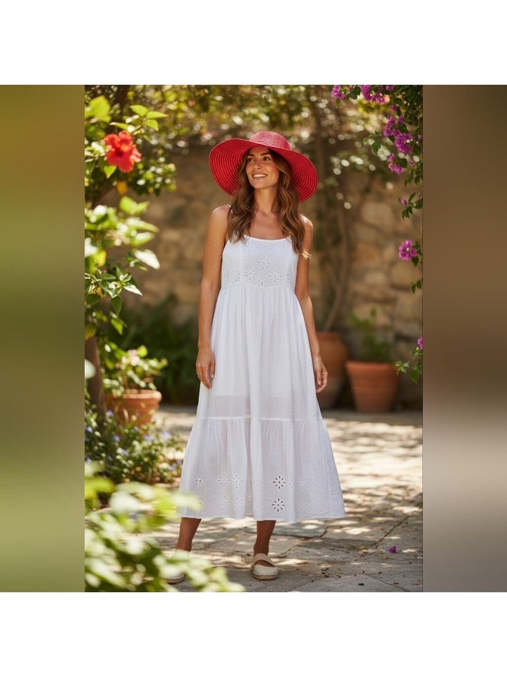Sun Hat - Red And White - Picture 7 of 17